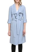 Women's Soia & Kyo Roll Sleeve Drape Front Long Trench Coat - Blue
