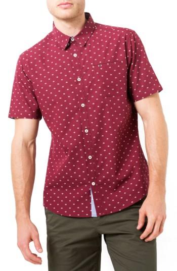 Men's 7 Diamonds Star Quality Dobby Woven Shirt - Red
