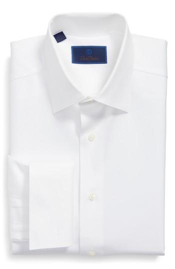 Men's David Donahue Regular Fit Solid French Cuff Tuxedo Shirt .5 - 34/35 - White
