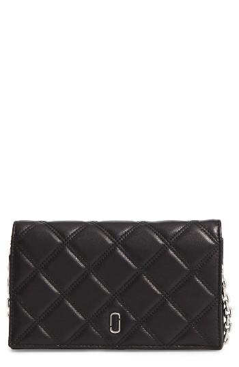 Marc Jacobs Quilted Leather Wallet On A Chain - Black