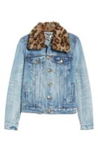 Women's Pam & Gela Denim Jacket With Detachable Genuine Fur Collar