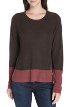 Women's Eileen Fisher Colorblock Tencel Lyocell & Silk Sweater, Size - Brown