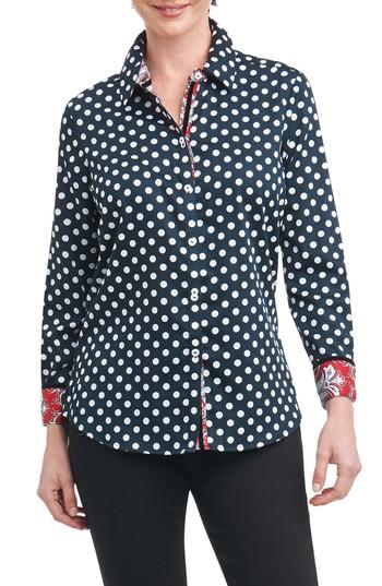 Women's Foxcroft Ava Dot Paisley Trim Shirt