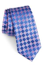 Men's Nordstrom Men's Shop Floral Squares Silk Tie, Size - Blue