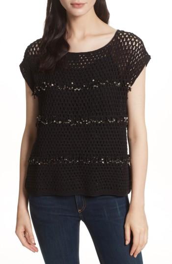 Women's Joie Jacinte Sequin Trim Top - Black