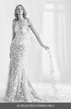 Women's Atelier Pronovias Ramses Illusion Lace Mermaid Gown With Cape, Size In Store Only - Ivory