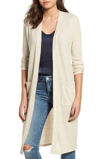 Women's Socialite Waffle Knit Duster Cardigan - Beige