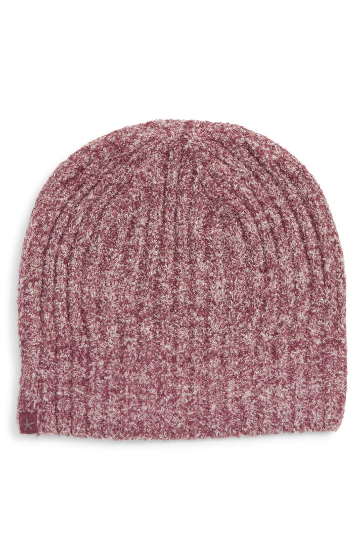 Women's Barefoot Dreams Circle Heathered Ribbed Beanie, Size - Burgundy
