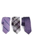 Men's The Tie Bar Purple Trend Set Of 3 Skinny Silk Ties, Size - Purple