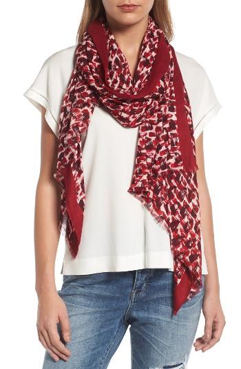 Women's Kate Spade New York Inked Texture Oblong Twill Scarf, Size - Pink