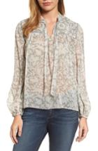 Women's Lucky Brand Beaded Floral Print Top - Grey
