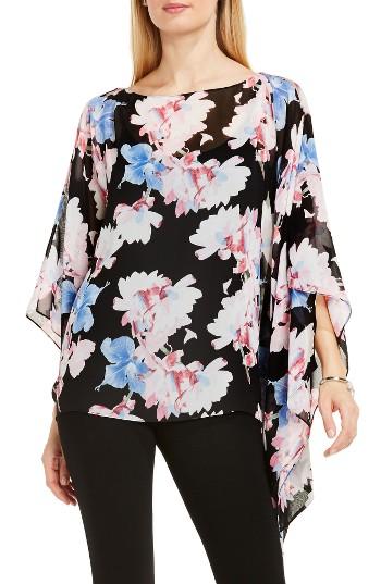 Women's Vince Camuto Poetic Bouquet Poncho Top - Black