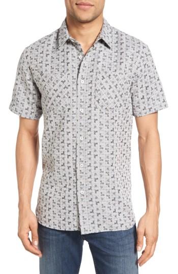 Men's Billy Reid Clarence Geo Print Sport Shirt - Grey