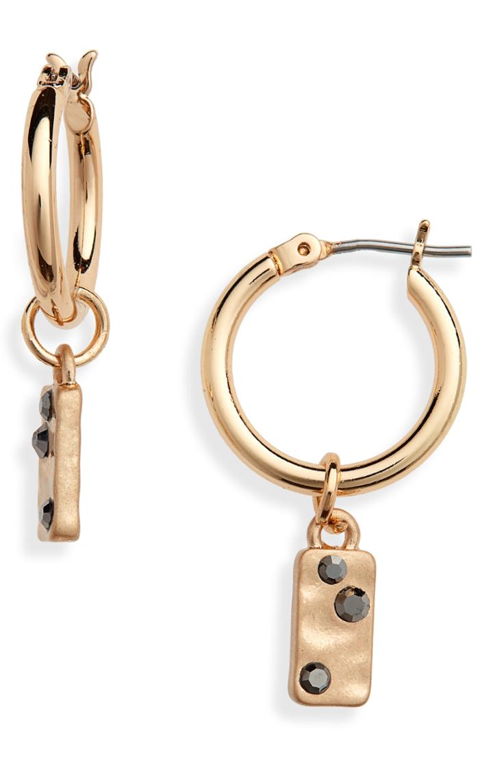 Women's Treasure & Bond Pave Tag Huggie Hoop Earrings