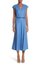 Women's Max Mara Caramba Silk, Linen & Wool Midi Dress - Blue