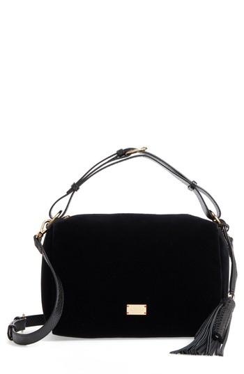 Frances Valentine Small Boxy Velvet & Leather Satchel -