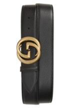 Men's Gucci Interlocking-g Calfskin Leather Belt Eu - Black