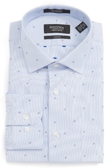 Men's Nordstrom Men's Shop Trim Fit Paisley Dress Shirt 32/33 - Blue