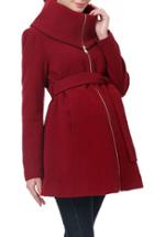 Women's Kimi And Kai 'mia' High Collar Maternity Coat - Red