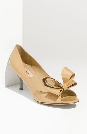 Valentino Couture Bow Pump Beige Patent