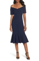 Women's Maggy London Dream Crepe Off The Shoulder Midi Dress - Blue