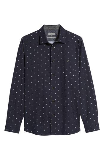 Men's Ted Baker London Orense Slim Fit Monkey Embroidered Sport Shirt (m) - Blue