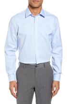 Men's Nordstrom Men's Shop Tech-smart Trim Fit Stretch Pinpoint Dress Shirt - 32/33 - Blue