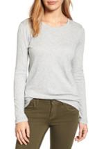 Women's Caslon Long Sleeve Crewneck Tee, Size - Grey