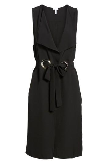 Women's Leith Grommet Belted Longline Vest - Black