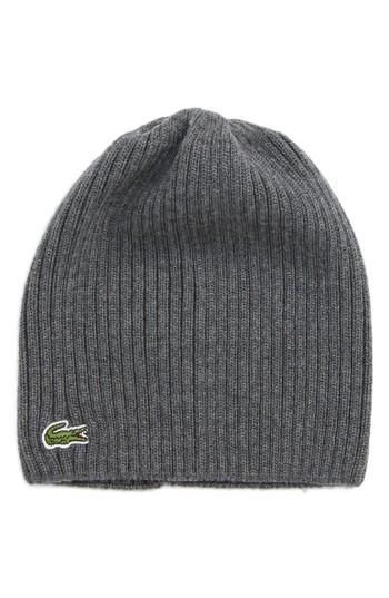 Men's Lacoste Rib Knit Wool Beanie -