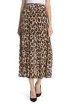 Women's Smythe Leopard Print Pleated Silk Skirt