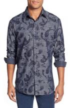 Men's Bugatchi Shaped Fit Sport Shirt, Size - Blue