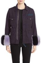 Women's Tu Es Mon Tresor Military Jacket With Genuine Fox Fur Cuffs