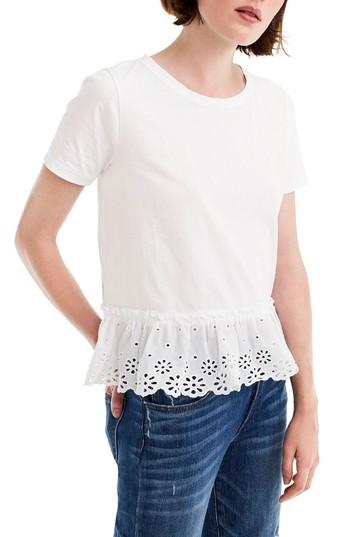 Women's J.crew Eyelet Hem Tee