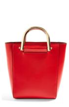 Topshop Lacey Metal Top Handle Shoulder Bag - Red