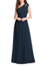 Women's #levkoff Chiffon One-shoulder Gown W (similar To 16w) - Blue