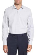 Men's Nordstrom Men's Shop Tech-smart Trim Fit Stripe Stretch Dress Shirt .5 32/33 - Grey