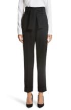 Women's Sara Battaglia Belted High Waist Stretch Wool Pants Us / 36 It - Black