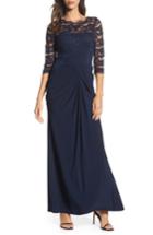 Women's Adrianna Papell Lace & Draped Jersey Gown - Blue