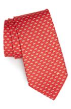 Men's Salvatore Ferragamo Gaudio Print Silk Tie, Size - Red