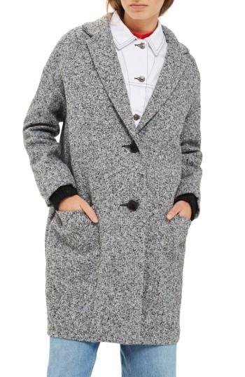 Women's Topshop Textured Cocoon Coat - Grey