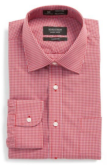 Men's Nordstrom Men's Shop Smartcare Classic Fit Check Dress Shirt .5 32 - Red