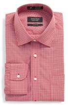 Men's Nordstrom Men's Shop Smartcare Classic Fit Check Dress Shirt .5 32 - Red