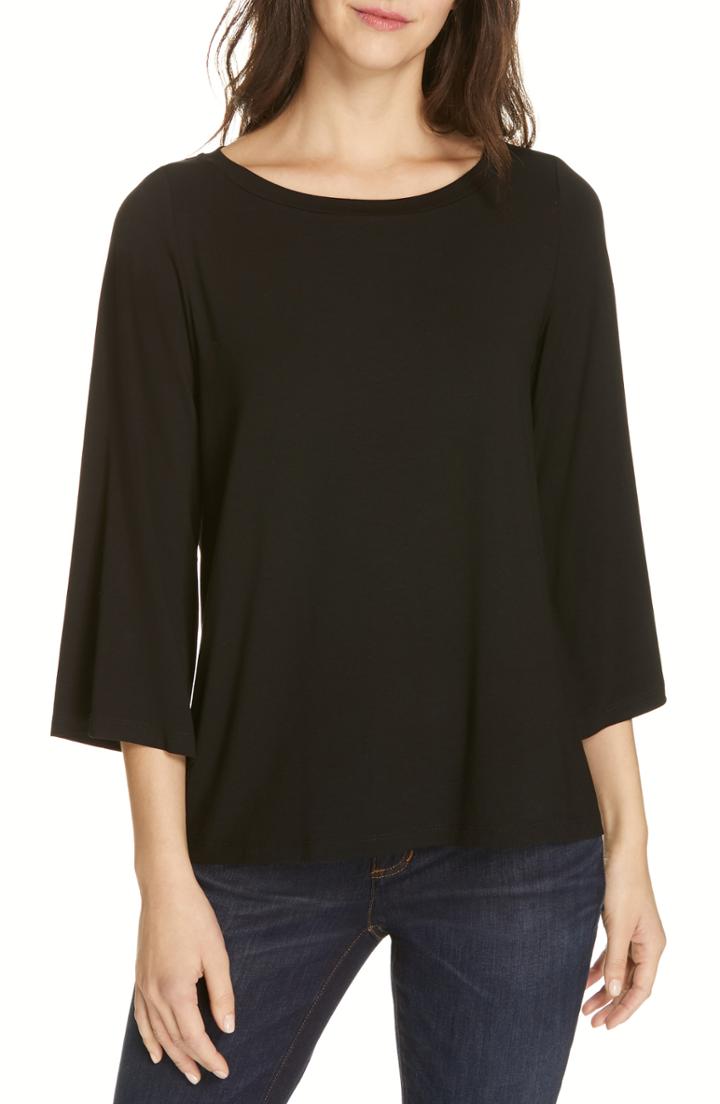 Women's Eileen Fisher Flare Sleeve Top, Size - Black