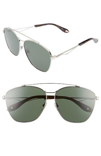Women's Givenchy 65mm Round Aviator Sunglasses - Palladium