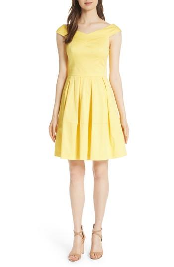 Women's Ted Baker London Jullee Off The Shoulder Stretch Cotton Dress - Yellow