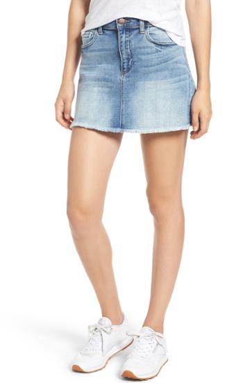 Women's Sp Black Fray Hem Denim Skirt