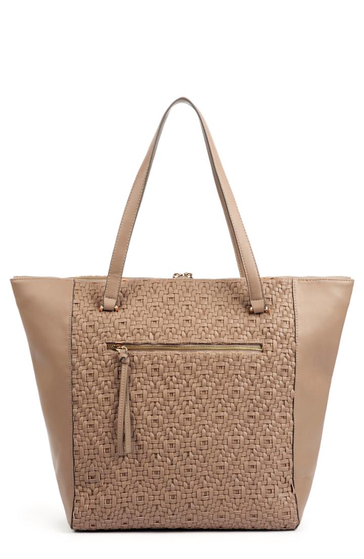 Sole Society Woven Faux Leather Tote - Beige