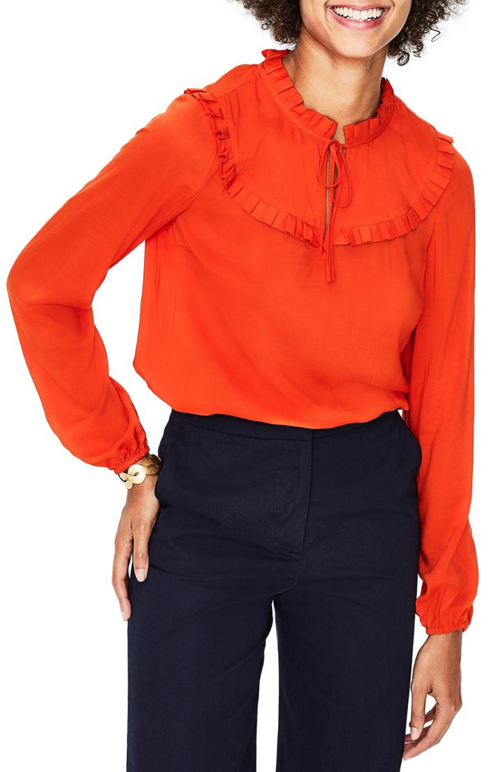Women's Boden Betsy Ruffle Top - Red
