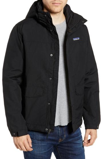 Men's Patagonia Isthmus Wind Resistant Water Repellent Hooded Parka - Black